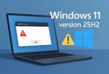 Windows 11 25H2-hatasi